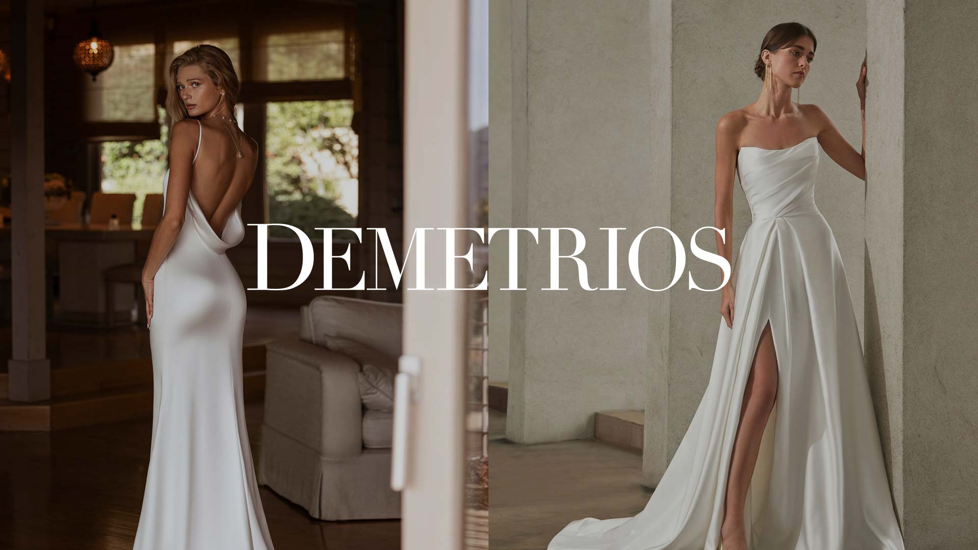 Brides wearing Demetrios wedding dresses